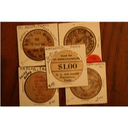 Lot Of 5 Wooden Nickels