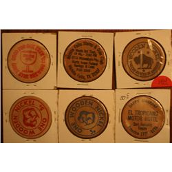 Lot Of 6 Wooden Nickels