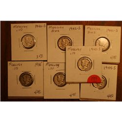 Lot Of 7 Mercury Dimes