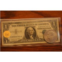 1957-A $1 Silver Certificate & Bicentennial Eisenhower $1