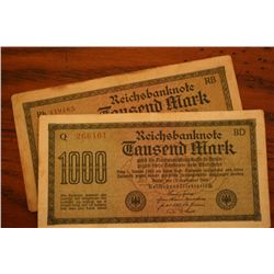 Lot Of 2  1000 D Reichsbanknote
