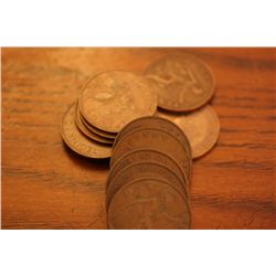 Lot Of 13 English Pennies