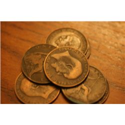 Lot Of 7 English Pennies