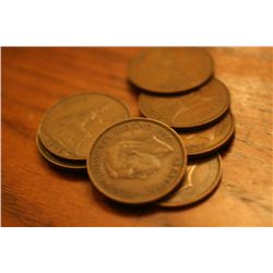 Lot Of 8 English Pennies