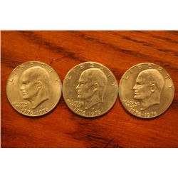 Lot Of 3 Bicentennial Eisenhower Dollars