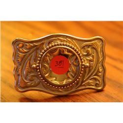 Belt Buckle " Holds A Silver Dollar"