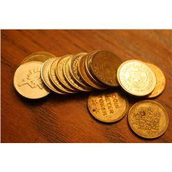 Lot Of 15 "No Value Tokens"( Mixed)