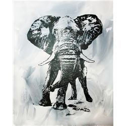 Black White Elephant Canvas POP Art Original RARE SALE