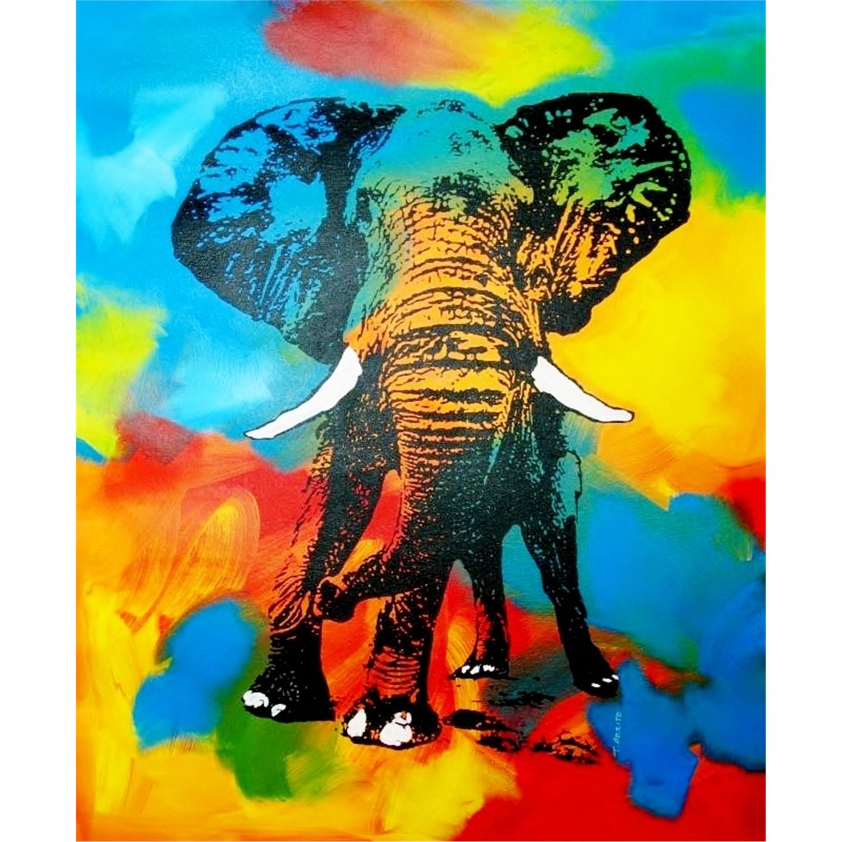 Rainbow Elephant Canvas POP Art Original RARE LIQUIDATE