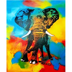Rainbow Elephant Canvas POP Art Original RARE LIQUIDATE