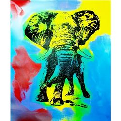Rainbow Elephant Canvas POP Art Original RARE LIQUIDATE