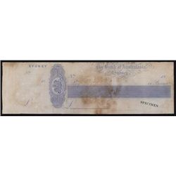 Bank of Australasia Specimen Check.
