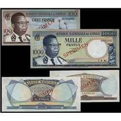 Banque Nationale Du Congo, 1961 Issue Specimen Pair.