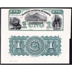 Banco Nacional De Bolivia, 1874 Antofagasta Issue Proof.