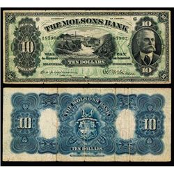 Molsons Bank, 1916 Issue Banknote.