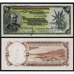National Bank of Danish West Indies, 1905 Issue specimen Banknote.