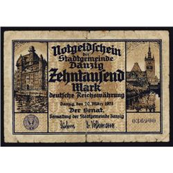 Senate of the Municipality - Free City 1919 Post WWI Inflation, 1923 First Issue.
