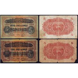 East Africa Currency Board, 1921 Issue, Amazing Double Denomination Error, 10 Shillings-5 Shillings.