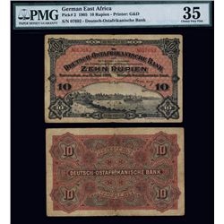 Deutsch-Ostafrikanische Bank, 10 Rupien, 1905 Issue.