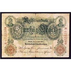 Reichsbanknote, Imperial Bank Note, 1907 Issue.
