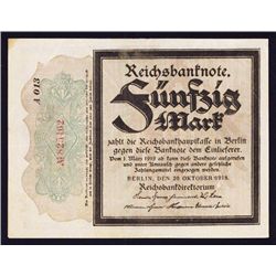 Reichsbanknote, Imperial Bank Note, 1915-19 Issue.