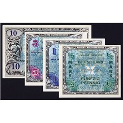 Allied Occupation - WW II, Allied Military Currency, 1944 Issue Group of 4.