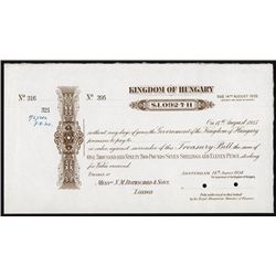 Kingdom of Hungary Specimen Treasury Bill.