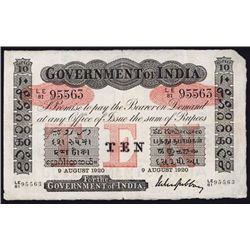 Government of India, 10 Rupees, 1920 Issue.