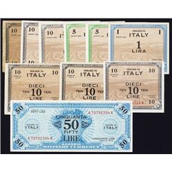 Allied Military Currency, Series 1943 & 1943 A, Lot of 10 Notes.