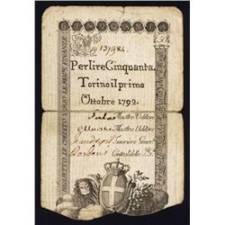 Regie Finanze-Torino, 1781; 1792 Issue.