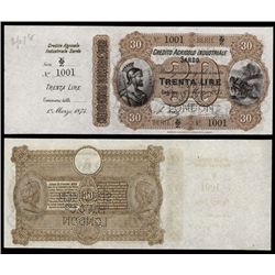 Credito Agricolo Industriale Sardo Specimen Banknote.