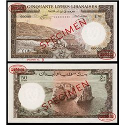 Banque De Syrie Et Du Liban, 1952 Issue Specimen.