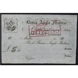 Banco Anglo Maltese, 1880's Issue.