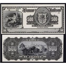 El Banco De Jalisco Proof Banknote.