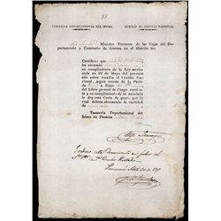 Treasury Department of Panama, 1827, 20 Pesos.