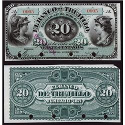 Banco De Trujillo, 1876 Issue, Low Serial Number Specimen.