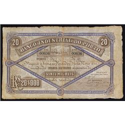 Banco Industrial Do Porto, Undated 1800's Issue.