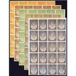 Currency Notes, 1919 and 1921 ND Issues, 5 Uncut Sheets.