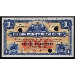 Union Bank of Scotland, Ltd, Archival Specimen, 1924 Issue.