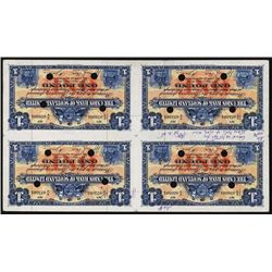 Union Bank of Scotland, Ltd, Archival Specimen, 1924 Issue Uncut Sheet of 4.
