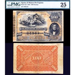 Banco de Espana, 1884 Issue Banknote.