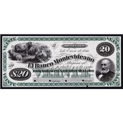 El Banco Montevideano, 1866 Issue Proof.