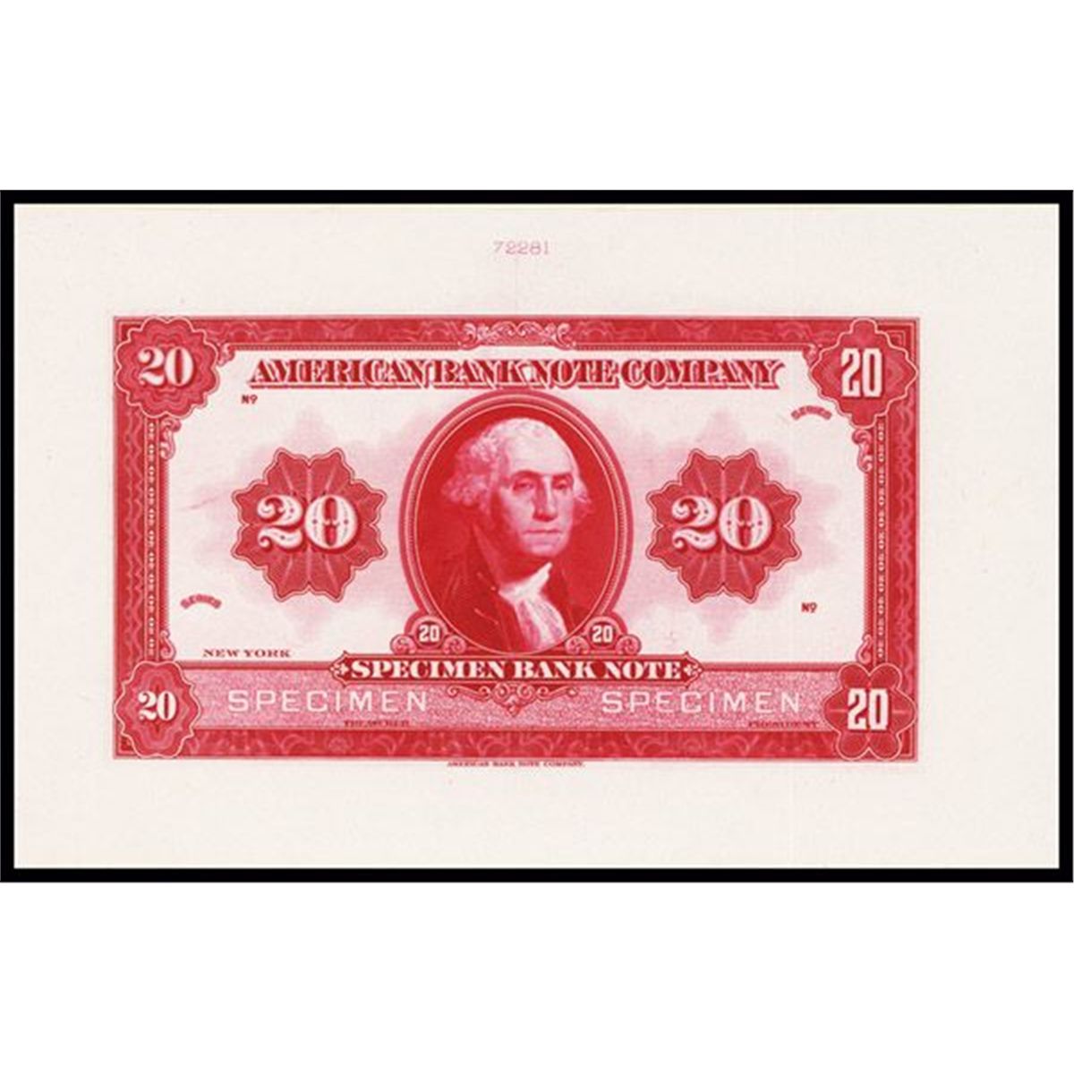 American Bank Note Co. Specimen Bank Note 1929 Proof in Red.