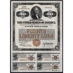 U.S. $50 Fourth Liberty Loan, 4 1/4% Gold Bond of 1933-1938.