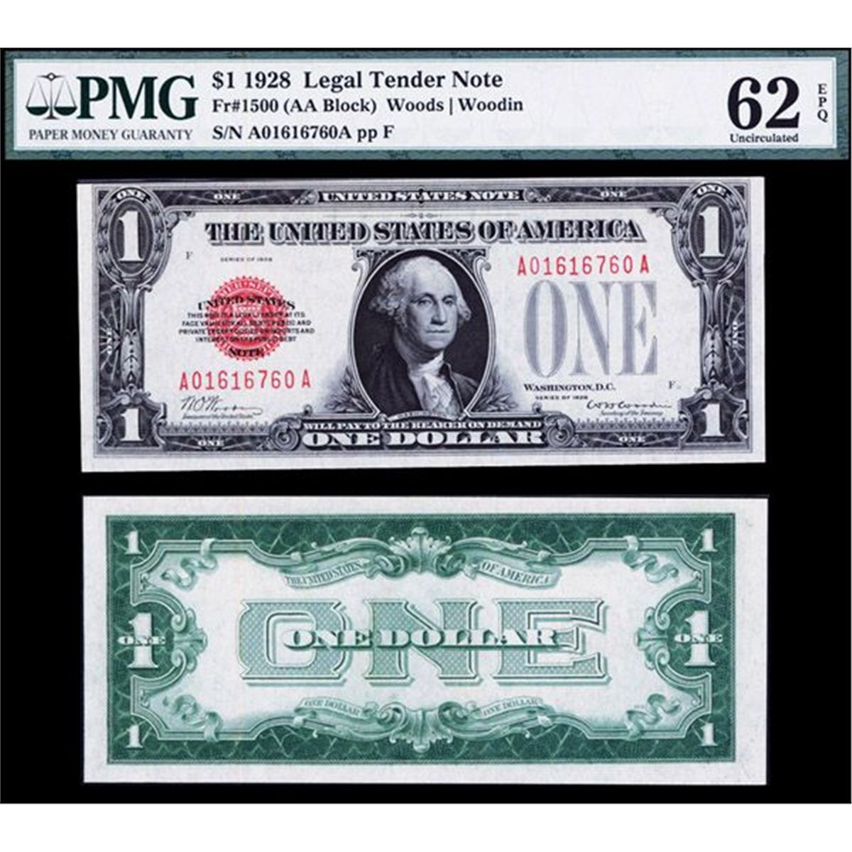 U.S. Note, $1, 1928, Fr.# 1500, (AA Block)