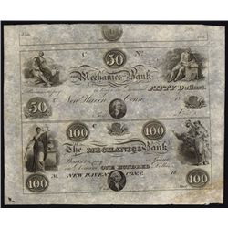 Mechanics Bank, Connecticut, Uncut Obsolete Banknote Sheet.