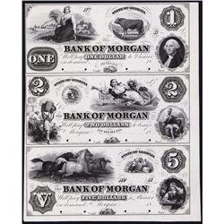 Bank of Morgan, ca.1857 Obsolete Proof Sheet Trio.