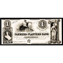 Farmers and Planters Bank Baltimore, ca.1830's Obsolete Proof.