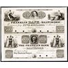 Image 1 : Franklin Bank of Baltimore, 1830-40's Uncut Proof Sheet of 2.