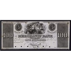 Merchants Bank, Baltimore, ca.1830's Obsolete Proof.